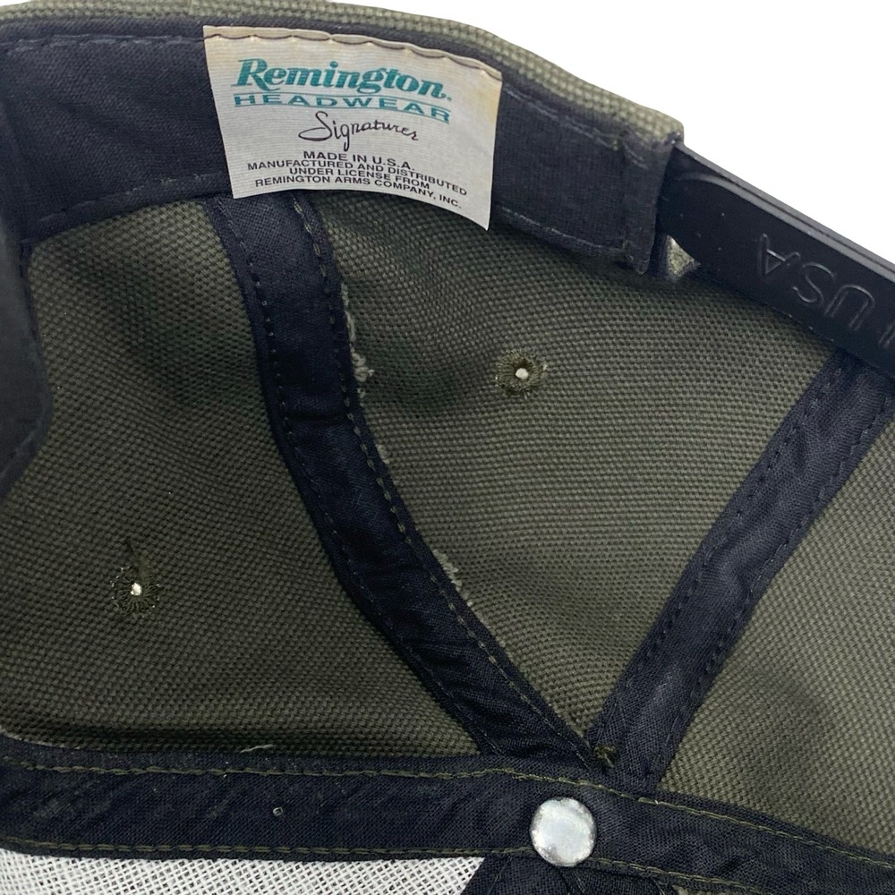 Remington Firearms Canvas Snapback Hat Mens Green Brown Embroidered Logo Cap - Picture 8 of 10